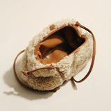 Cream Lambswool Dumpling Shoulder Bag - Cream