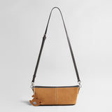Vintage Pebbled Suede Baguette Bag – Contrast Strap Crossbody Bag