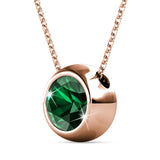 Krystal Couture Opulence Pendant Necklace Embellished with Emerald SWAROVSKI Crystals in Rose Gold