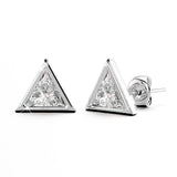 Solid 925 Sterling Silver Trilliant Cut Simulated Diamond Earrings