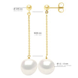 Earrings Real Cultured Freshwater Pearls Baroque 11-12 mm - Natural Pearl White - Longueur 42 cm