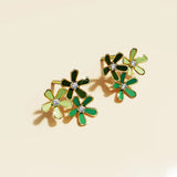 Boxed Petalia Olive Green Stud Earrings and Olive Necklace Featured SWAROVSKI® Crystals in Gold