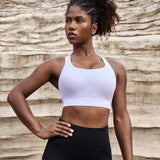 Power On Racerback High Impact Adjustable Padded Wireless Bra - White