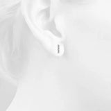 Solid 925 Sterling Silver Asymmetric Bar Stud Earrings