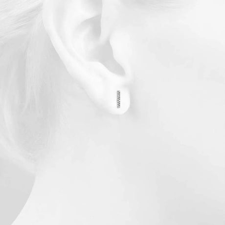 Solid 925 Sterling Silver Asymmetric Bar Stud Earrings