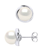 Earrings White Gold - Natural White - Diameter 10 mm
