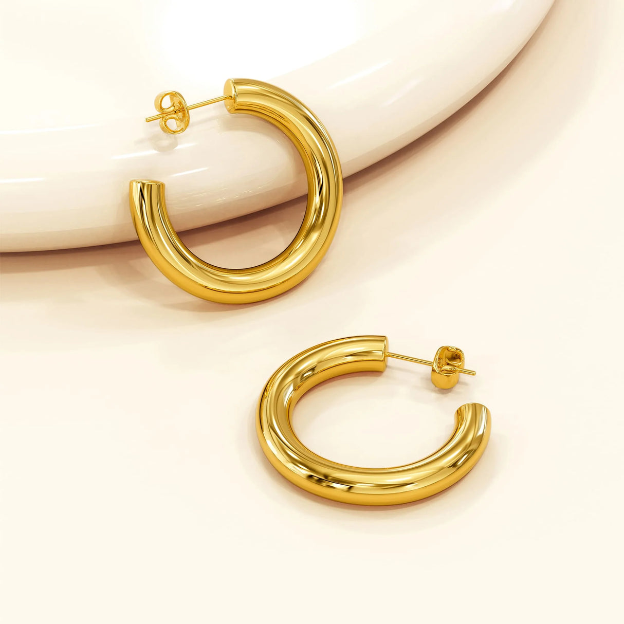 Bullion Gold Creole C-Hoop Gold Layered Earrings