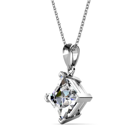 Krystal Couture Square-Cut Pendant Necklace Embellished with SWAROVSKI Crystals in White Gold