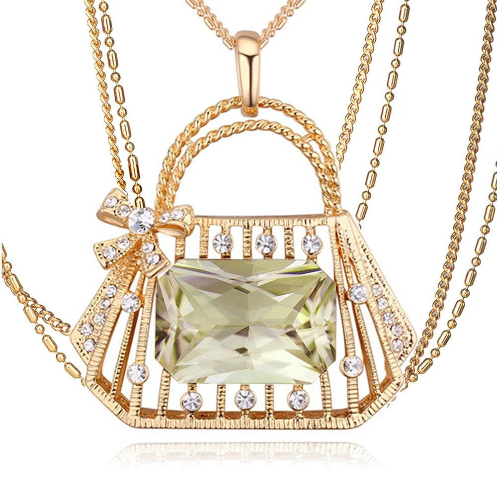 Krystal Couture Pamela Handbag Long Necklace Embellished with Swarovski Crystals
