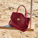Nalandu Elegant Leather Satchel Bag - Red