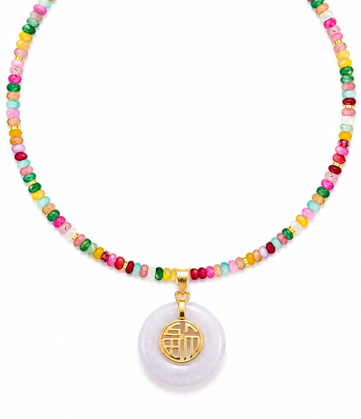 Liv Oliver 18K Gold White Jade & Semi Precious Necklace