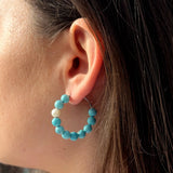 Earrings Freshwater Pearl & Turquoise White Sterling Silver