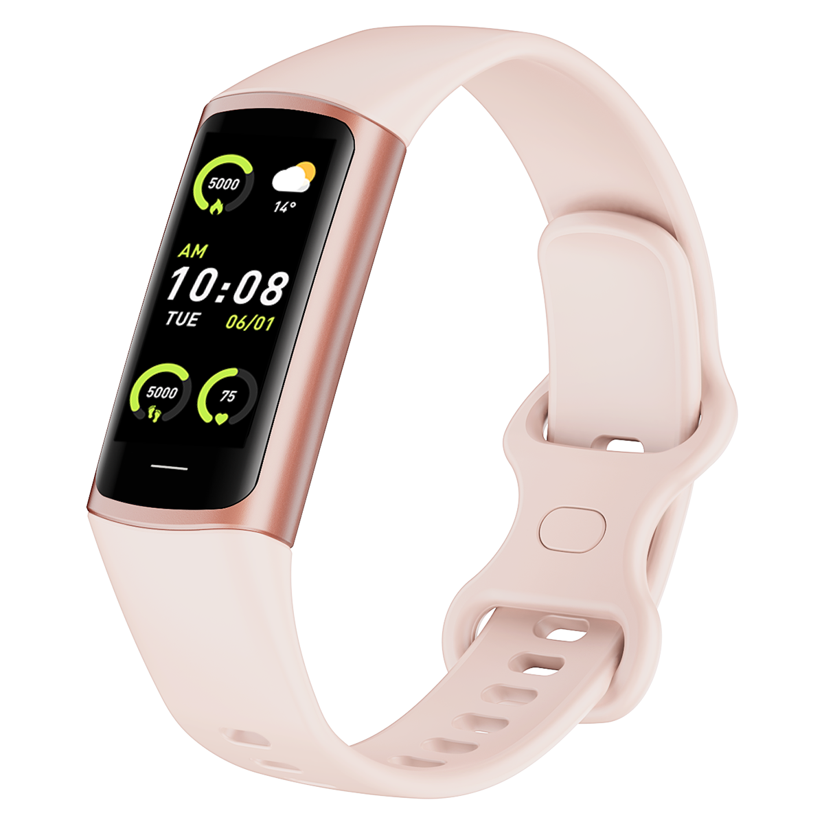 TODO Fitness Tracker Smart Watch BT 5.0 Body Thermometer Temperature BPM Monitor - Pink