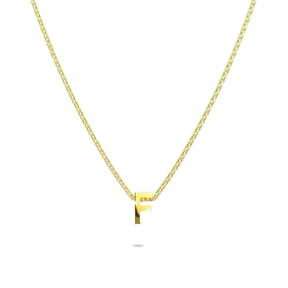 Bullion Gold Initials Brick Alphabet Letter Necklace Gold Layered Steel Jewellery