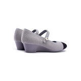 Vintage Tweed Low Heel Mary Jane Shoes - Grey
