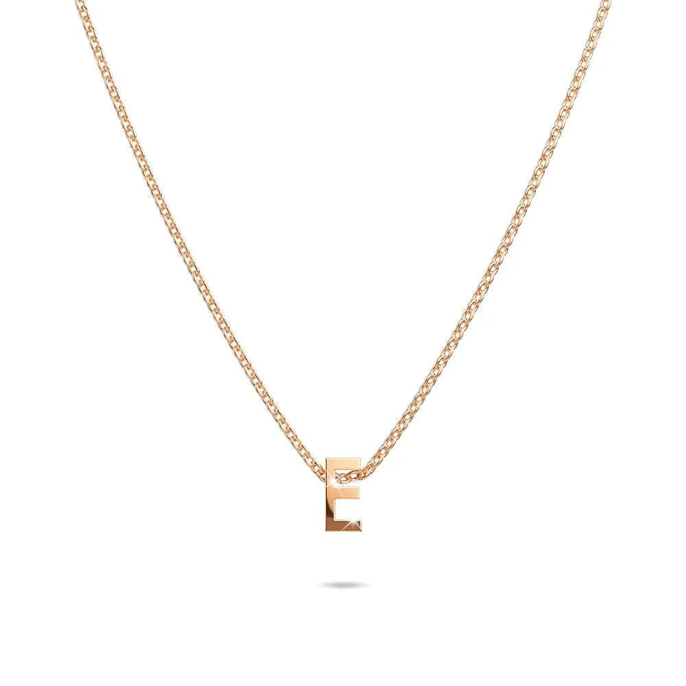 Bullion Gold Initials Brick Alphabet Letter Necklace Rose Gold Layered Steel Jewellery