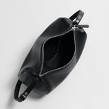 Soft Lambskin Leather Barrel Shoulder Bag - Black