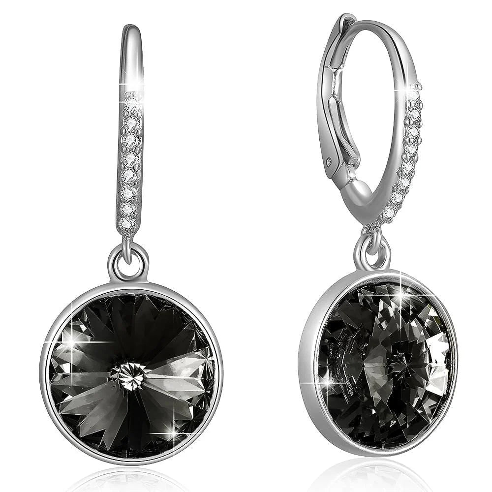 Krystal Couture Precious Drop Earrings Silver Night Embellished with SWAROVSKI Crystals