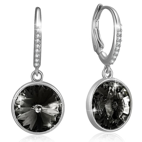 Krystal Couture Precious Drop Earrings Silver Night Embellished with SWAROVSKI Crystals