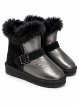 Australian Leather Ugg Kids Buckle Mini - Metallic Black - AU4
