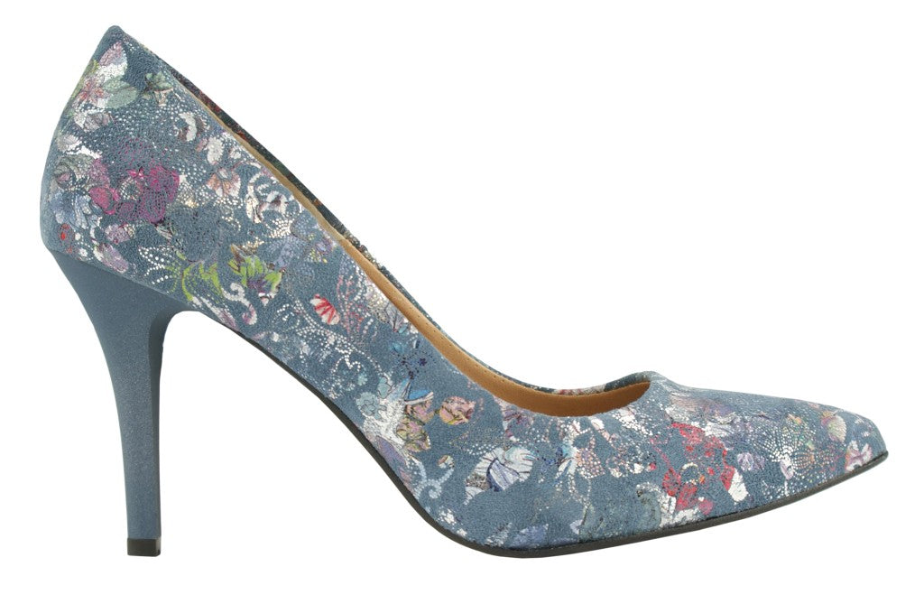 Bosccolo Womens High Heels - Flowers On Blue