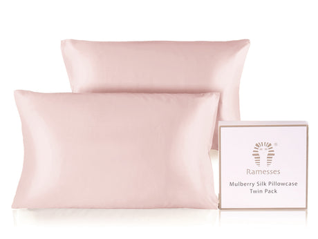 Ramesses Mulberry Silk Pillowcase Twin Pack - Rose Pink