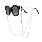 Row of Pearls Glasses Holder -Real Cultured Freshwater Pearls Baroque 6-7 mm - Natural White - Longueur 42 cm