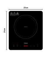 TODO 2000W Induction Electric Cooktop Hotplate Tempered Crystal Glass Touch Control