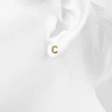Solid 925 Sterling Silver Glamour Alphabet Letter Earrings Gold