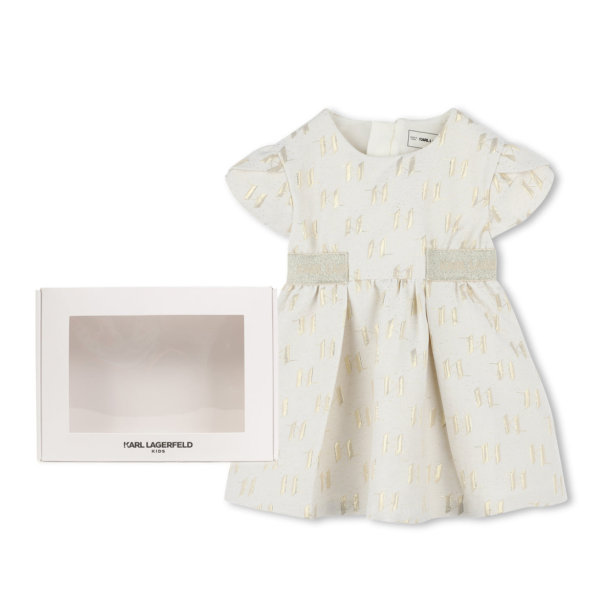 Karl Lagerfeld Girls Formal Jacquard Dress - Beige