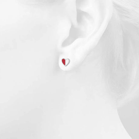 Solid 925 Sterling Silver Harmonious Red Love Earrings