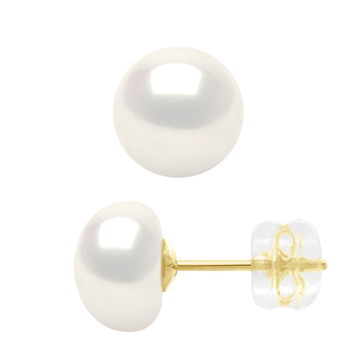 Earrings Yellow Gold - Natural White - Longueur 42 cm