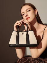 Botanical Canvas & Leather Garden Tote Bag - Black