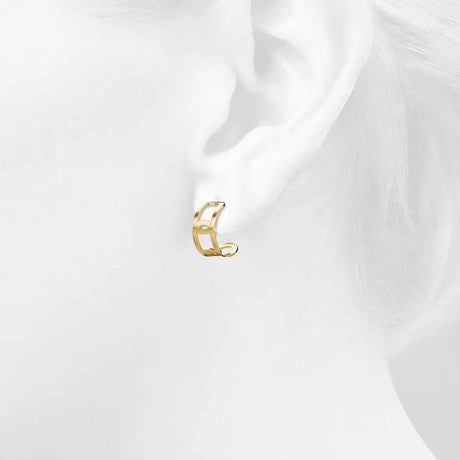 Bullion Gold Intercross Huggie Gold Layered Earrings