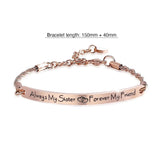 Bullion Gold Sisters Forever Inscriptions Rose Gold Bar Bracelet