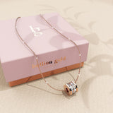 Bullion Gold Hexagon Barrel Slider Pendant Necklace 18ct Rose Gold