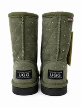 Australian Leather Ugg Kids Stud Short - Olive Green - AU4