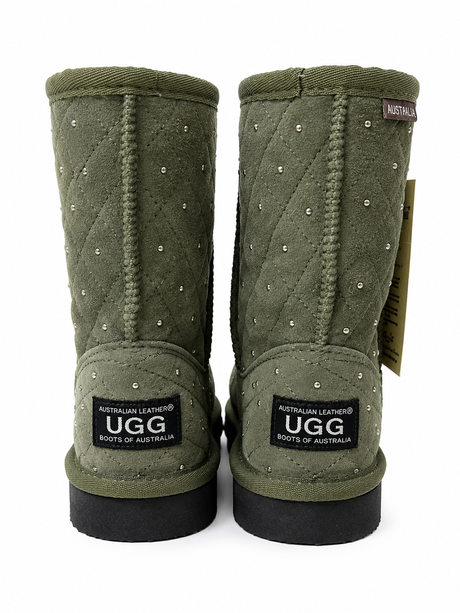 Australian Leather Ugg Kids Stud Short - Olive Green - AU4