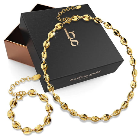 Boxed Interlock Anchor Necklace and Bracelet Set