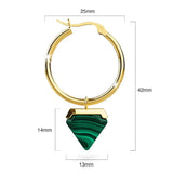 Bullion Gold Gorgeous Gold with Emerald Green Hoop Earrings