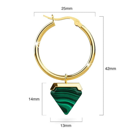Bullion Gold Gorgeous Gold with Emerald Green Hoop Earrings