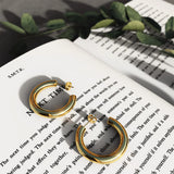 Bullion Gold Creole C-Hoop Gold Layered Earrings