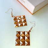 Bullion Gold Fascination Geometric Diamond Shape Metallic  Earrings Rose Gold