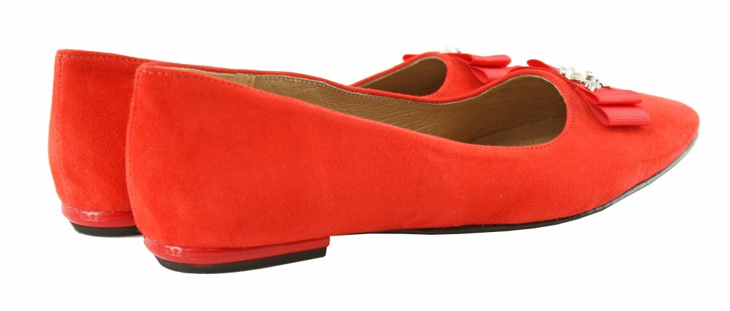 Bosccolo Womens Ballerina - Red Suede