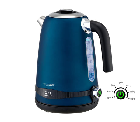 TODO 1.7L Stainless Steel Cordless Kettle Keep Warm Electric Led Water Jug - Blue