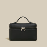 Traveler�s Pebbled Leather Box Vanity Bag - Black