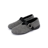 Fuzzy Mary Jane Flats - Grey
