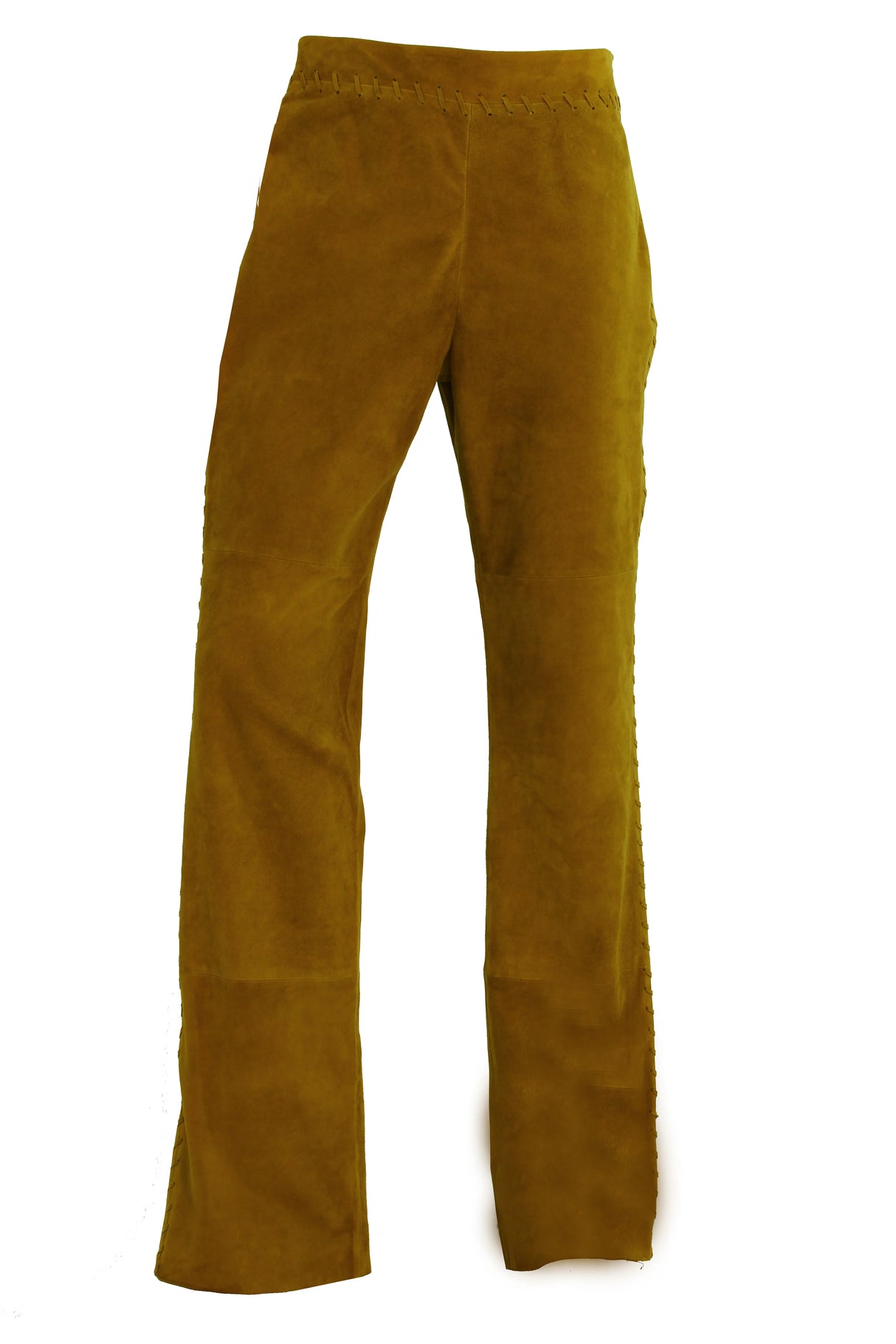 Womens Suede Trousers in Tan