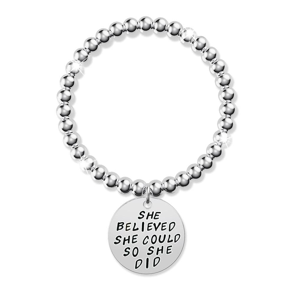 Bullion Gold She Believed She Could Inscriptions White Gold Layered Bracelet