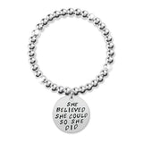 Bullion Gold She Believed She Could Inscriptions White Gold Layered Bracelet